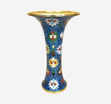 Imperial Blue Lotus Vine Gu Vase in heritage-inspired Cloisonné Enamel with floral filigree