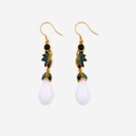 Teal Petal Dewdrops Enamel Earrings product photo