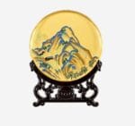 Heritage-Inspired Imperial Blue Peony Blossom Display Plate in Pure Cloisonné Enamel