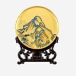 Heritage-Inspired Imperial Blue Peony Blossom Display Plate in Pure Cloisonné Enamel