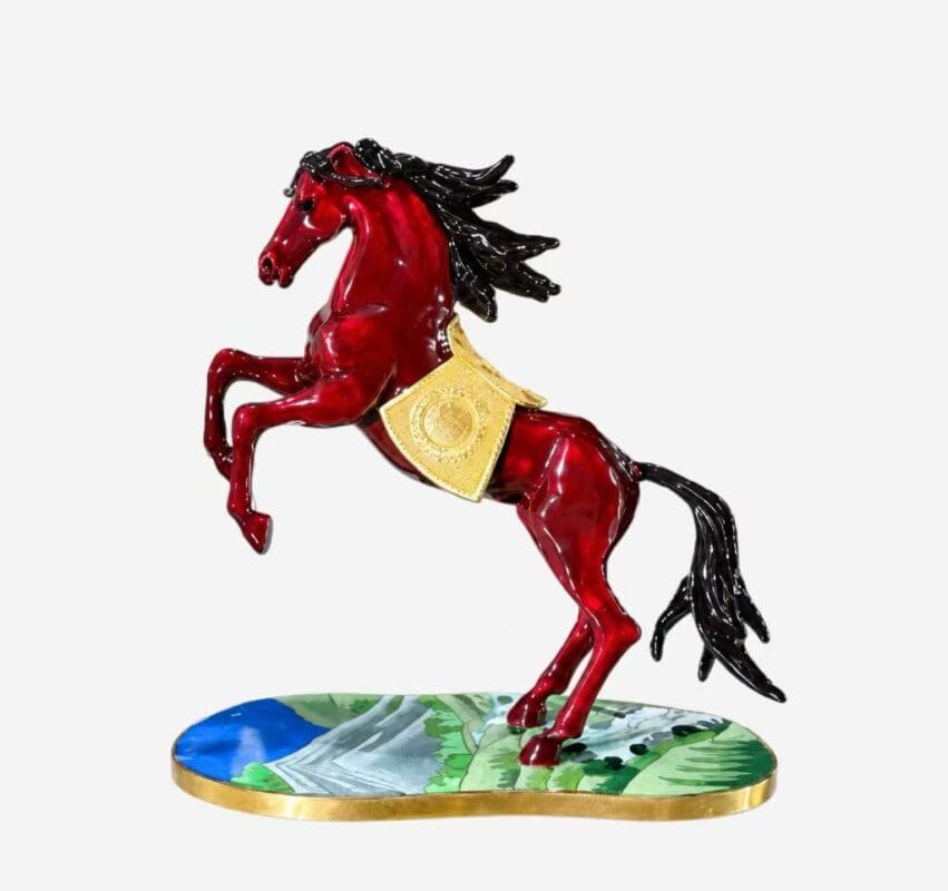 Auspicious Red Steed Cloisonne Horse Sculpture product photo
