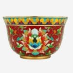 Imperial Red Chun Bowl in heritage-inspired Cloisonné Enamel with central lotus motif