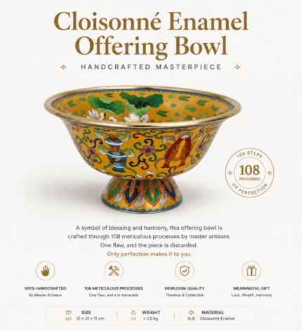 Traditional Cloisonné Enamel Offering Bowl – Heritage-inspired Ritual Artpiece