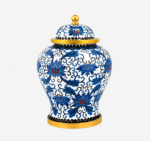 Traditional Blue and White Cloisonne Enamel General Jar with Lotus Pattern