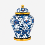 Traditional Blue and White Cloisonne Enamel General Jar with Lotus Pattern