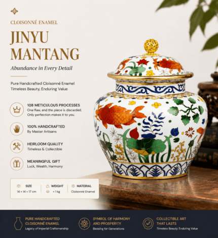White Cloisonné Goldfish Jar – Traditional Enamel Lotus & Fish Vase