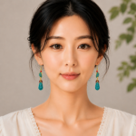 Turquoise Ruyi Enamel Earrings alternate view 3