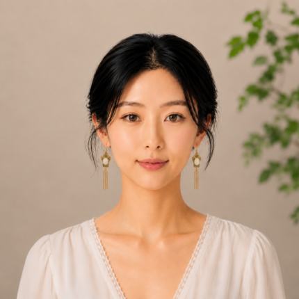Imperial Lantern: Cold Enamel Ruyi Earrings – Elegant Blue & Red Filigree Drops with Faux Jade