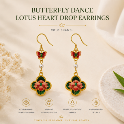 Butterfly Lotus Dream Enamel Earrings detail view