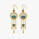 Azure Butterfly Lotus Enamel Earrings product photo