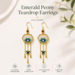 Azure Butterfly Lotus Enamel Earrings detail view
