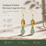 Lattice Lotus Fortune Enamel Earrings detail view
