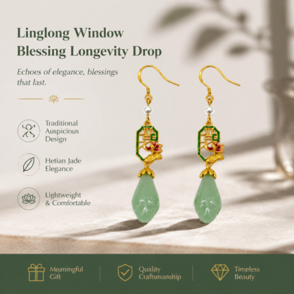 Lattice Lotus Fortune Enamel Earrings detail view