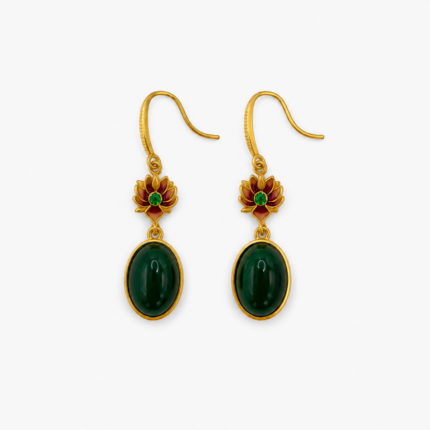 Imperial Crimson Lotus Enamel Earrings product photo