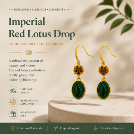Imperial Crimson Lotus Enamel Earrings detail view