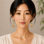 Rosy Garden Basket: Cold Enamel Floral Earrings – Vintage Gold-Plated Filigree Drops with Golden Beads