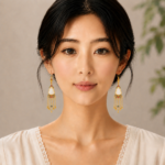 Prosperous Gourd: Cold Enamel & Faux White Jade Tassel Earrings – Elegant Gold-Plated Imperial Drops