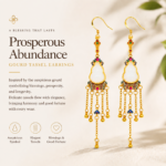 Prosperous Gourd: Cold Enamel & Faux White Jade Tassel Earrings – Elegant Gold-Plated Imperial Drops