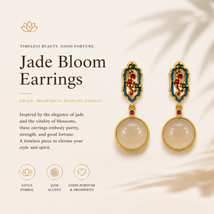 Azure Bloom Enamel Jade Earrings detail view