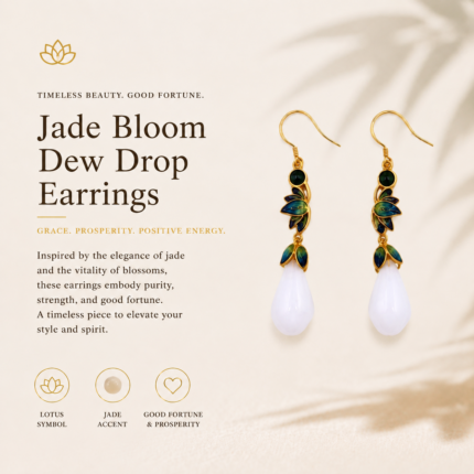 Teal Petal Dewdrops Enamel Earrings detail view