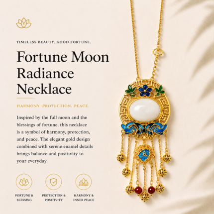 Prosperity Moonlight: Cold Enamel & White Jade Tassel Necklace – Elegant Gold-Plated Imperial Pendant