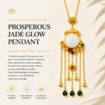 Imperial Radiance: Vintage Gold-Plated Tassel Necklace – Large White Jade Medallion with Floral Filigree
