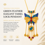 Azure Butterfly Fortune: Cold Enamel Filigree Necklace - Ornate Gilded Butterfly with Coin Tassels - Detail 2