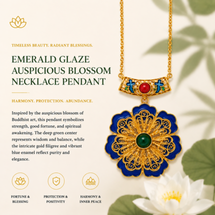 Azure Bloom Enamel Medallion Necklace detail view