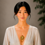Emerald Cloud Pavilion: Cold Enamel Filigree Necklace – Imperial Scenery Medallion with Cascading Tassels