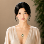 Verdant Bamboo Window: Cold Enamel Filigree Necklace – White Jade Medallion with Bamboo Motifs and Tassels