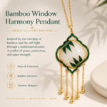 Verdant Bamboo Window: Cold Enamel Filigree Necklace – White Jade Medallion with Bamboo Motifs and Tassels