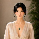 Azure Phoenix: Cold Enamel Gold-Plated Necklace – Deep Verdant Teardrop with Ornate Phoenix Finial