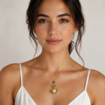 Azure Gourd Pearl: Cold Enamel Filigree Necklace – Ornate Hulu Pendant with Iridescent Pearl