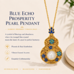 Azure Gourd Pearl: Cold Enamel Filigree Necklace – Ornate Hulu Pendant with Iridescent Pearl