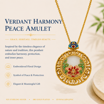 Azure Bloom Medallion: Cold Enamel Filigree Necklace – Round White Jade Pendant with Floral Motifs