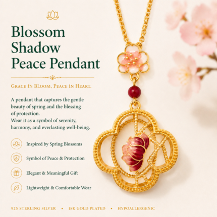 Rosy Lattice Serenity Enamel Necklace detail view