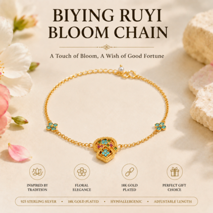 Azure Ruyi Bloom Enamel Bracelet detail view