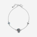 Silver Starlight Ruyi: Modern Zirconia Bracelet - Silver-Plated Ruyi Lock with Multicolored Gems