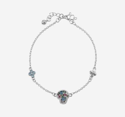 Silver Starlight Ruyi: Modern Zirconia Bracelet - Silver-Plated Ruyi Lock with Multicolored Gems