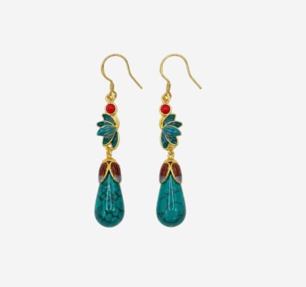 Turquoise Ruyi Enamel Earrings product photo