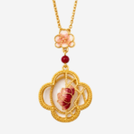 Rosy Lattice Serenity Enamel Necklace product photo