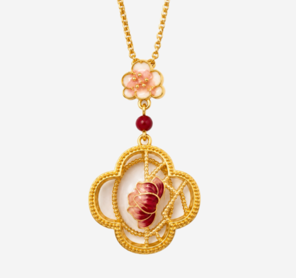 Rosy Lattice Serenity Enamel Necklace product photo