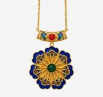 Azure Bloom Enamel Medallion Necklace product photo
