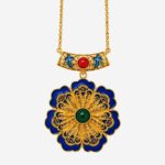 Azure Bloom Enamel Medallion Necklace product photo