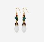 Teal Petal Enamel Jade Earrings product photo