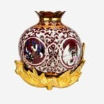 Traditional Red Cloisonne Enamel Pomegranate Jar with Gold Sculpted Base