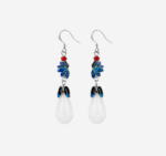 Ruyi Azure Cloud Cold Enamel Earrings with blue gradient ruyi motif and faux jade drop