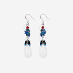 Ruyi Azure Cloud Cold Enamel Earrings with blue gradient ruyi motif and faux jade drop