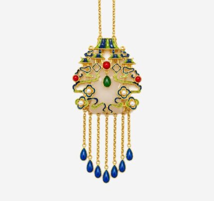 Azure Pavilion Cloud Enamel Necklace product photo
