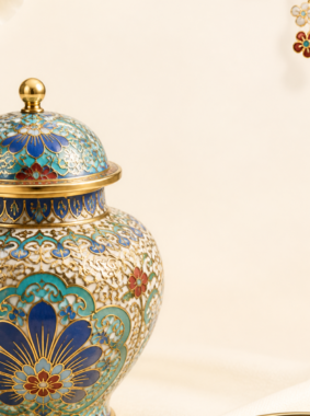 Traditional Chinese cloisonne enamel craft detail for China Artisan Market
